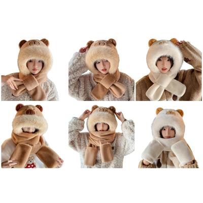 Pelzmütze Kopfwickel Pelziges Wasserschwein Handschuhe Verdickte Kapuze für Outdoor-Bekleidung Verdicktes Ohr für Wintersportarten Radfahren Skifahren