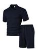TK Hot Sale Men's Casual Suit Lapel Jacquard Textured Short Sleeve POLO Shirt Drawstring Pants Suit