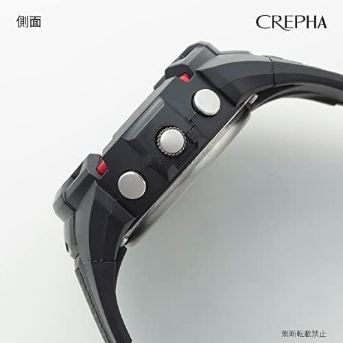CREPHA Men's Digital-Analog Watch, Waterproof, Stopwatch, Urethane Strap, Black, TS-AD251-RD