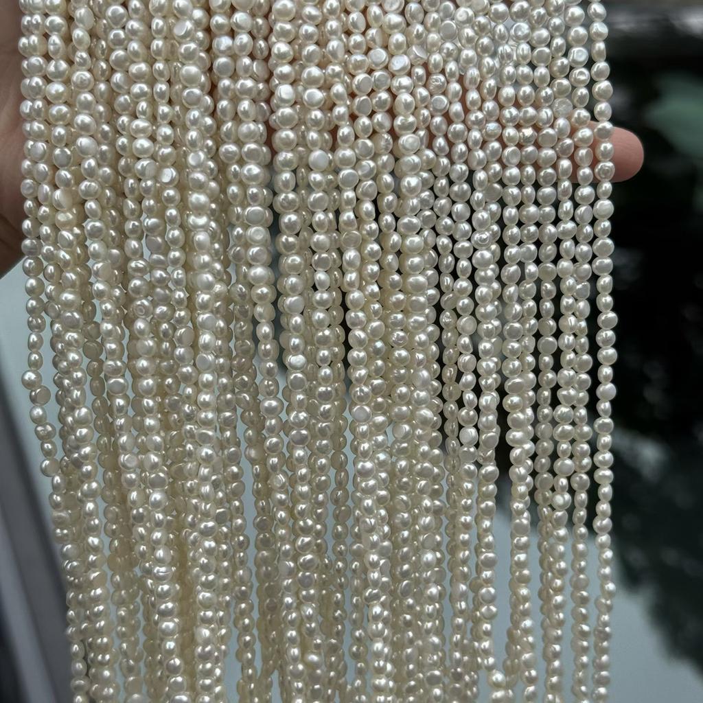 1String, White Natural Freshwater Pearls, Handmade Nugget Pearl Beads for Jewelry Making DIY Crafts (Beads 3-4mm, Length 36cm)