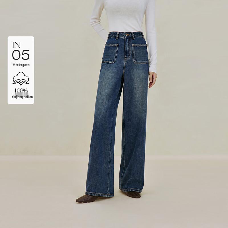 INMAN Women s High-Waist Wide-Leg Straight Denim Jeans 29