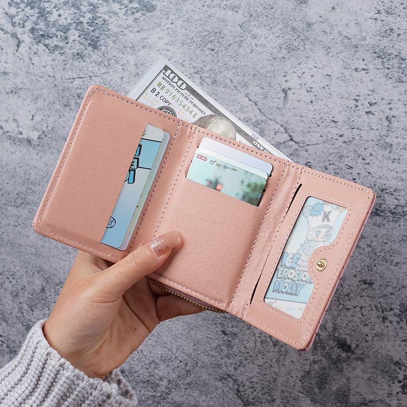 Women's Embroidered Heart PU Leather Wallet - Short, Simple, Multi-Card Slot, Coin Purse, Money Clip Holder
