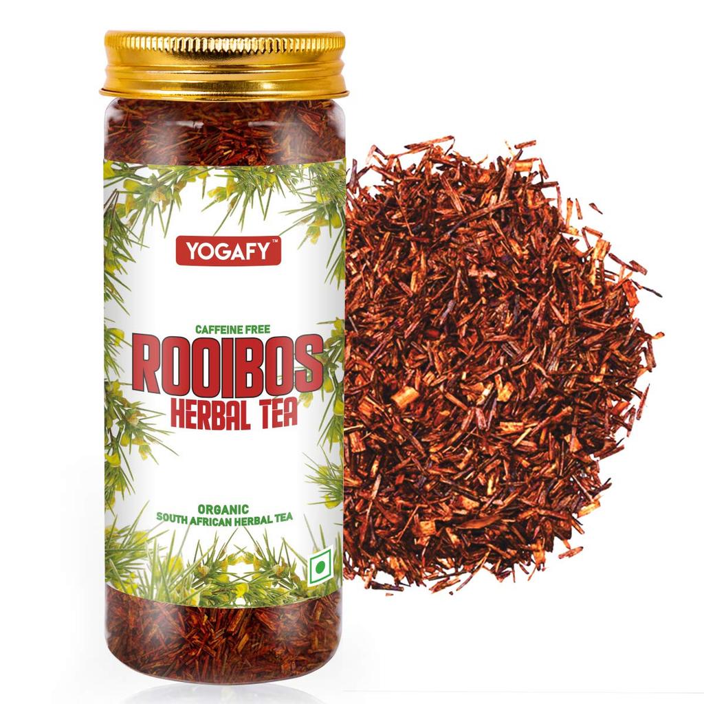 YOGAFY- Rooibos Kräutertee - 100g Packung || ENTZÜNDUNGSHEMMEND || Koffeinfrei - 100% | Natürliche Inhaltsstoffe - Blütenbasiert - Frisch vom Feld - GVO-frei | Öko