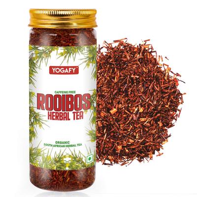 YOGAFY- Rooibos Herbal Tea - 100g Pack || ANTI-INFLAMMATORY || Caffeine-Free - 100% | Natural Ingredients - Flower Based - Farm Fresh - Non-GMO | Ec