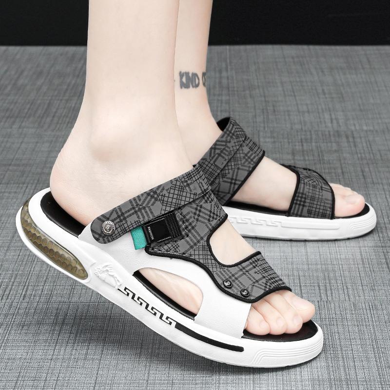 Fashion 2025 Mens Dual Strap Sandals 2 Color Summer Slide Shoes Non Slip Beach Sandals with Arch Support Quick Dry Design