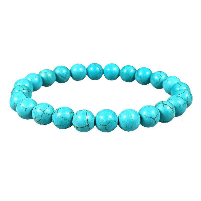 European and American Popular Natural Turquoise Cross and Round Bead Bracelet