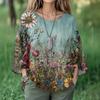 Summer Tops For Women Cute V Neck 3/4 Sleeve Blouses Floral Print Top Casual Shirts