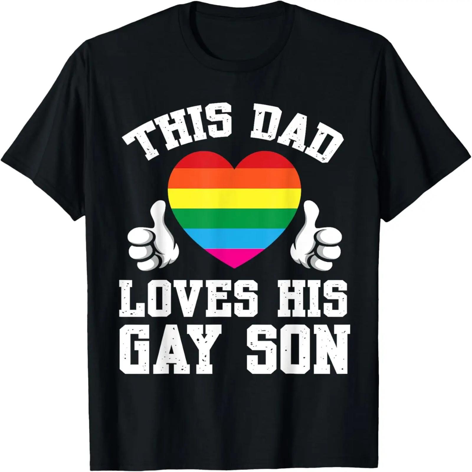 

Hand Heart LGBT port Proud This Dad Love His Gay Son Papa T-Shirt L чорний