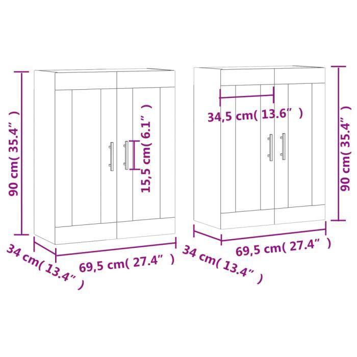VidaXL Wall Cabinets 2 Pcs Sonoma Grey Engineered Wood 3198047
