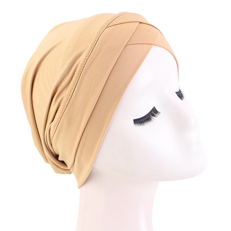 New Women cross muslim hijab inner hat Islamic UnderScarf Arab Wrap Chemo Bandana Muslim Scarf Hijab Bonnet Cap Indian Hat