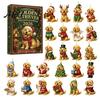 Daily Surprise Countdown 24 Days Christmas Animal Advent Calendar with Cute 2D Acrylic Dog/Cat/Cow/Duck/Flamingo Hanging Tree Ornaments Ornaments,