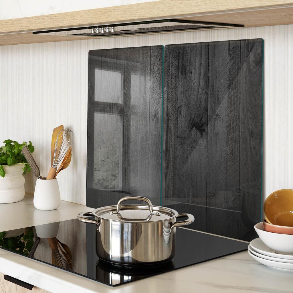 Boards Tempered Glass With Decorative Pattern Wood Boards Black 2X30X52 Cm