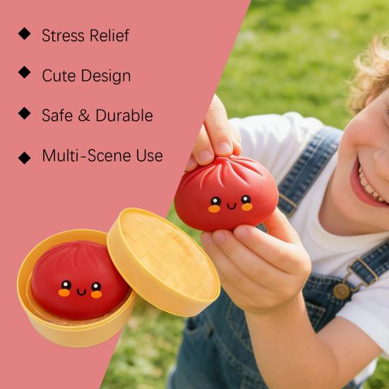 Cartoon-Ausdruck Dampfbrötchen Spielzeug Stressabbau Mini-Knödel Quetsch-Sensorikspielzeug Weicher Stressball Simulierte Teigkugel Fidget-Spielzeug