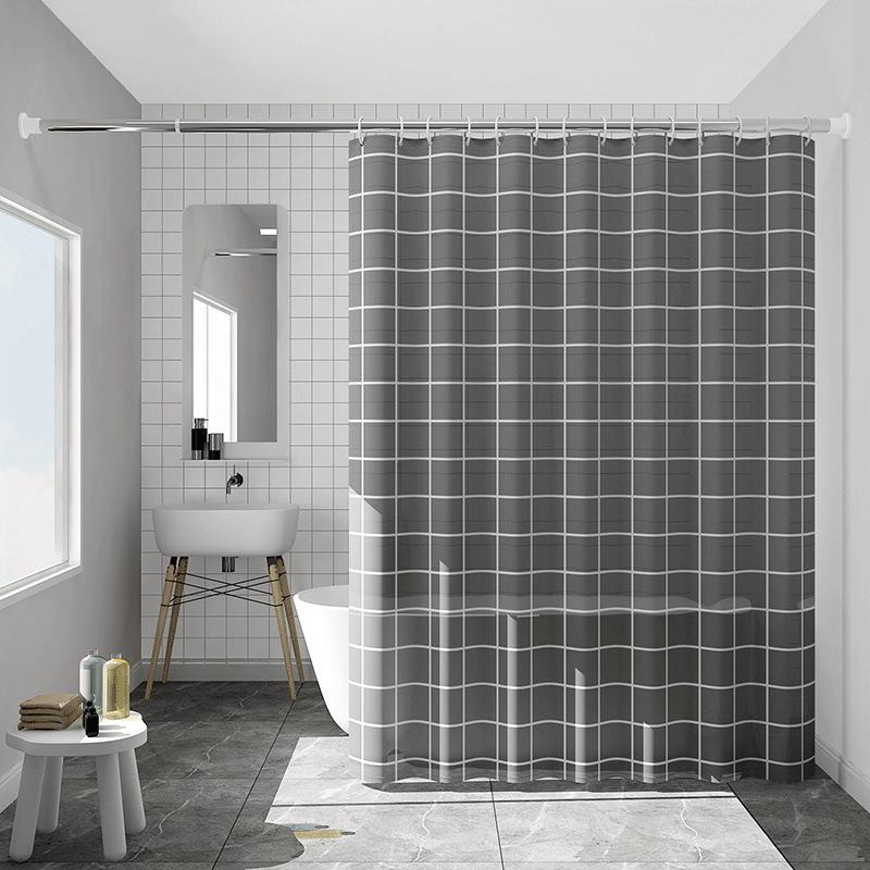 Bathroom Thickened Curtain Cloth MildewProof Waterproof Shower Curtain Set Free Punching Bathroom Partition Curtain Door Curtain Window