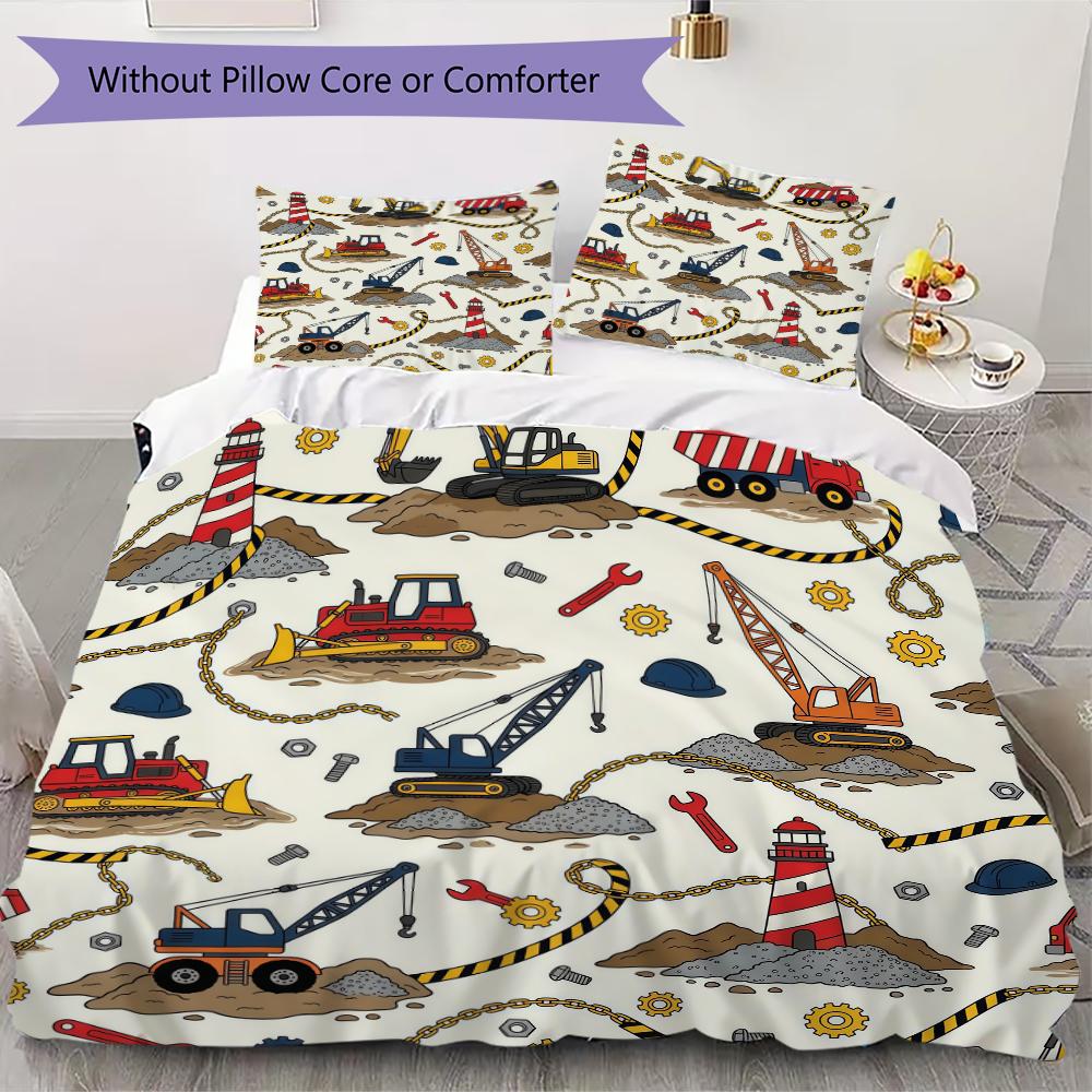 Colorful Repeat Truck Pattern Bedding Uilt Set Uilt Cover Pillowcase Home Decoration Birthday Gift (1 * Duvet Cover + 2 * Pillowcase Without Core)