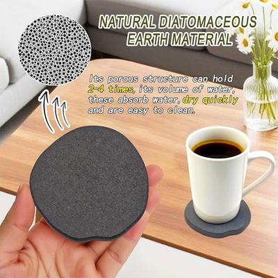 4/6Pack Diatomaceous Earth Coasters Set Modern Stone Design Cool Absorbent Quick-Dry Bar Drink Coffee Coaster Kitchen Home Decor
