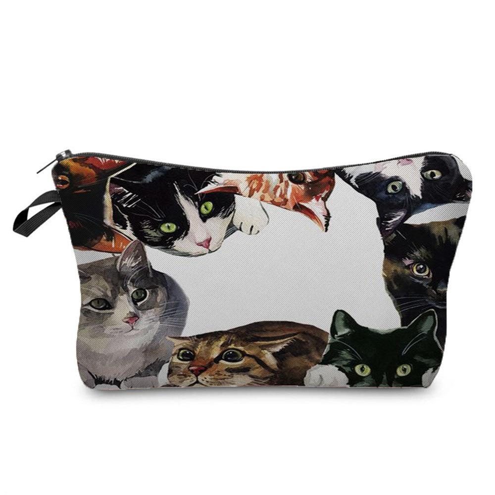 Women Cat Print Cosmetic Bag Toiletries Organize Travel Storage Case 6679