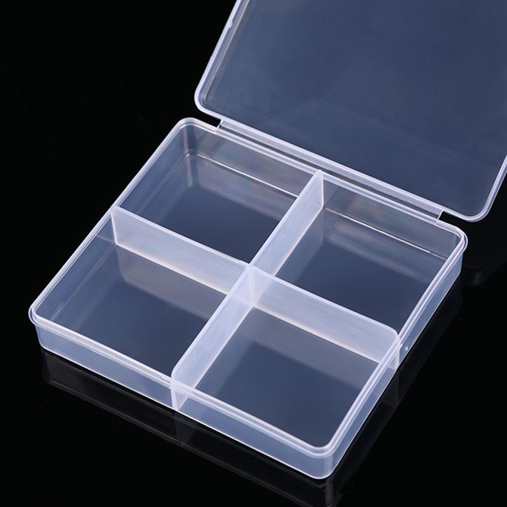 1PC Transparent Plastic Storage Box 4 Grids Translucent Box Packing Box Storage Box Dustproof Strong Jewelry Case Container