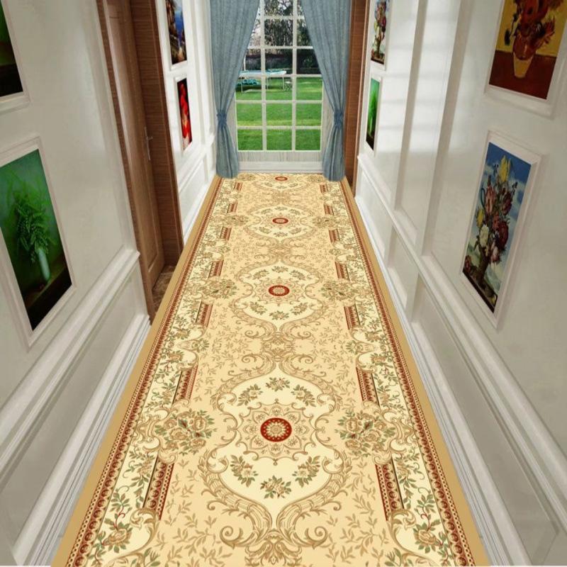 Washable Retro Corridor Carpet Long Hallway Rug Antiskid Living Room Kitchen Aisle Runner Carpet Hotel Home Hall Decoration Mat