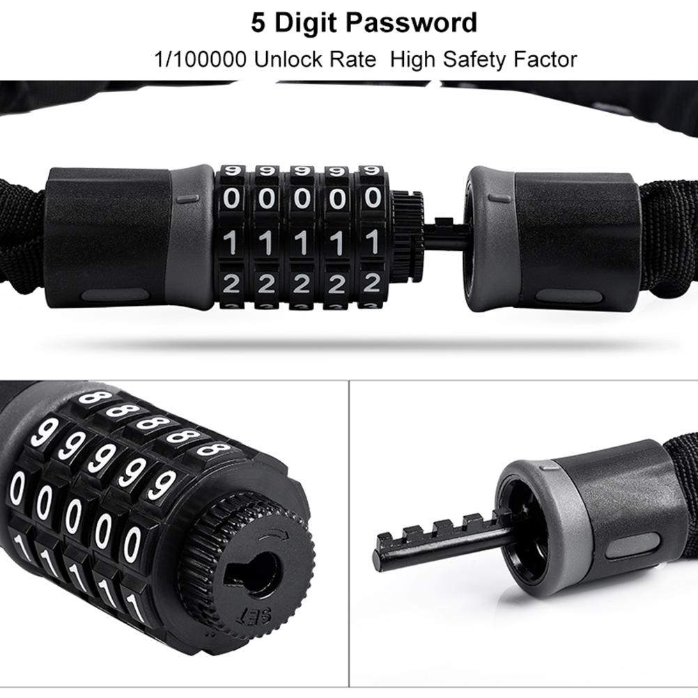 Long Safety Chain Password  Lock For Bike Anti Theft Steel Motorcycle Lock Cycling Electric Bike Accessories