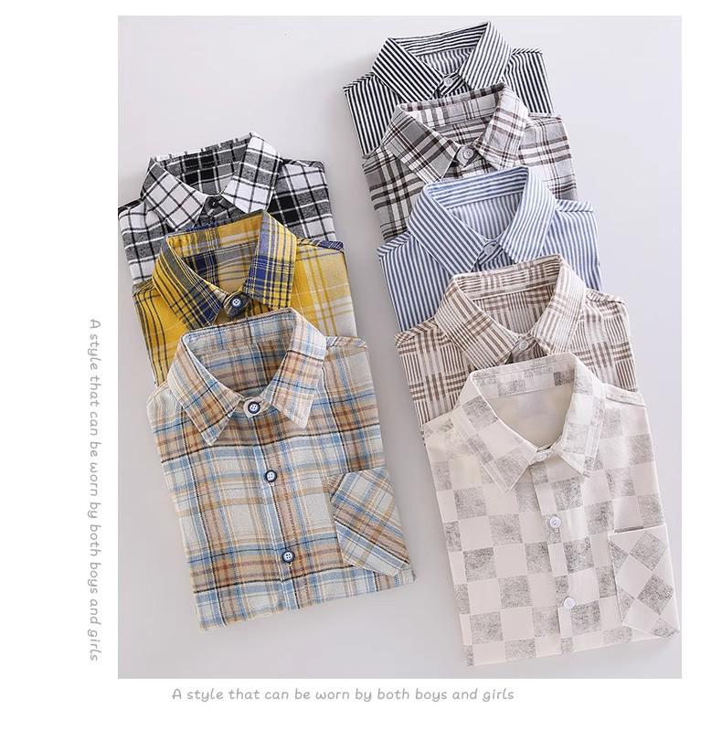 Boys' Long-Sleeve Plaid Cotton Shirt – Autumn Fashion for Kids