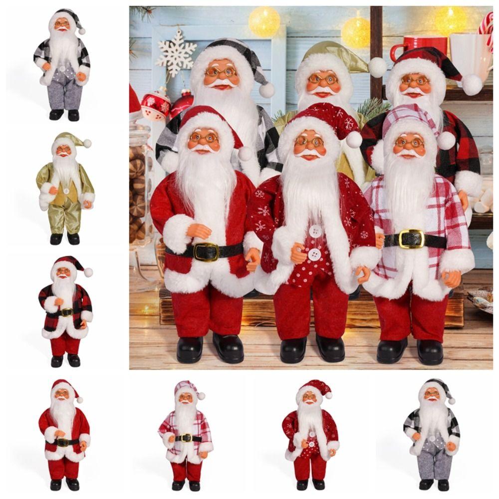 

3D Standing Santa Doll Cute Christmas Decorations Durable Santa Claus Figure Window