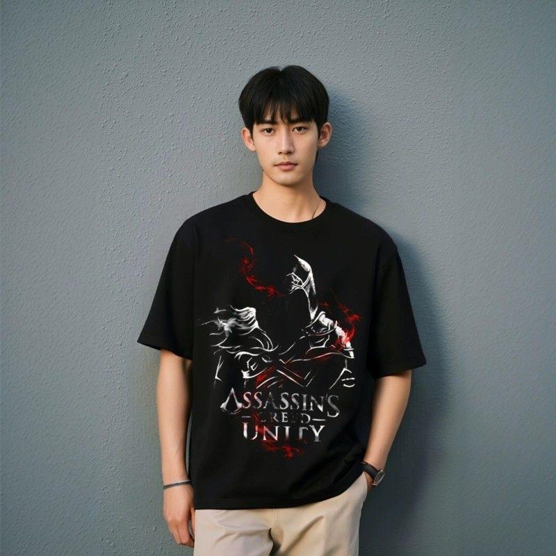 Camiseta de manga corta y cuello redondo holgado de algodón puro para hombre y mujer, ideal para verano y otoño.