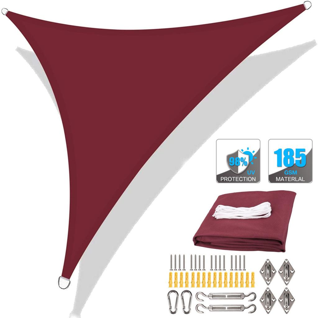 Triangle 2/3/3.6/5M Canopy with Fastening Ropes Premium Weatherproof Breathable Sun Shelter Sun Shade Sails Cloth Outdoor Awning