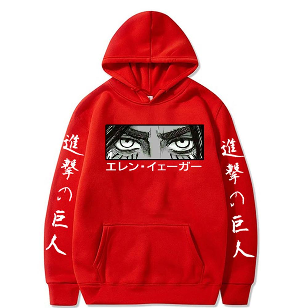 Japan Anime Attack On Titan Hoodies Pullover Women Men Eren Yeager Eyes Long Sleeve Sweatshirt Hoodies
