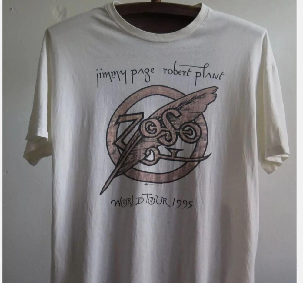 Jimmy Page Robert Plant T Shirt Vintage Led Zeppelin Shirt World Tour NG2559 Unisex T-Shirt