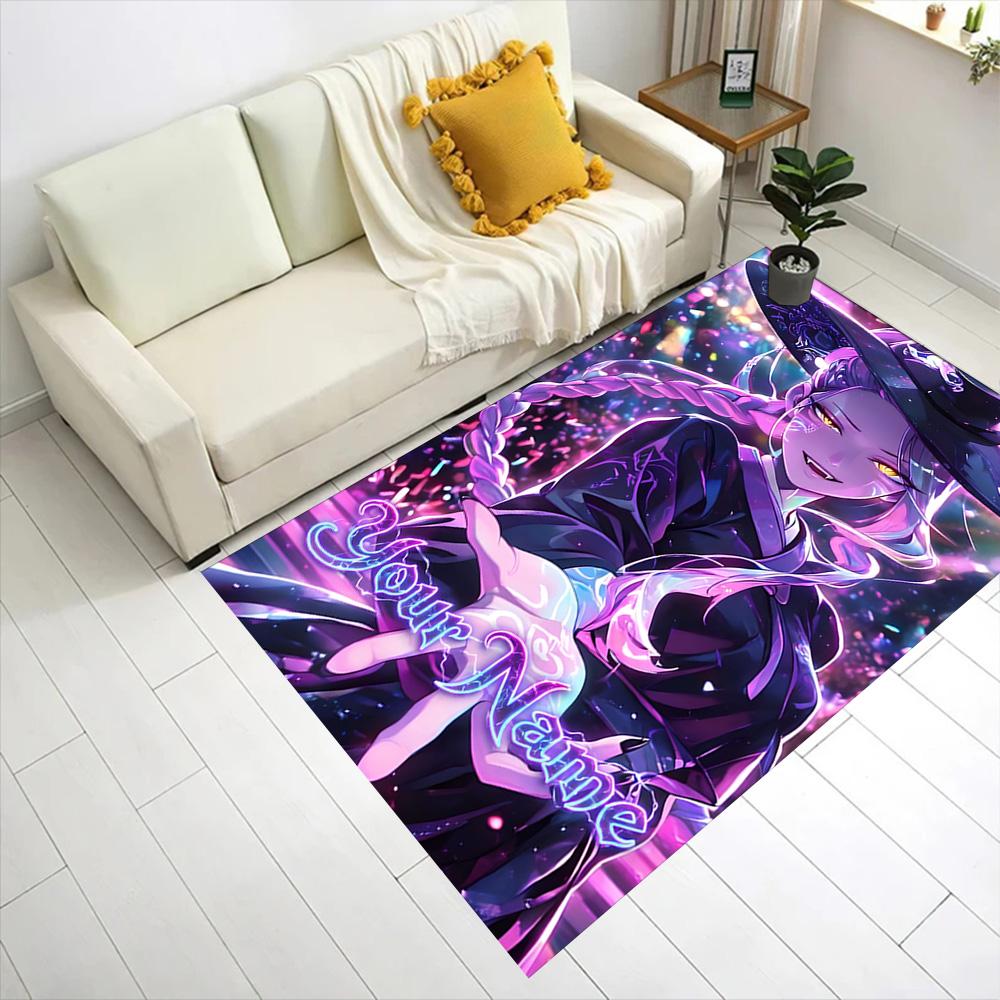 Purple Magic Demon girls group Customized Name Floor Mat Suitable for Kitchen Dining Room Playrooms Balcony Antislip Carpet Office home decor Best for