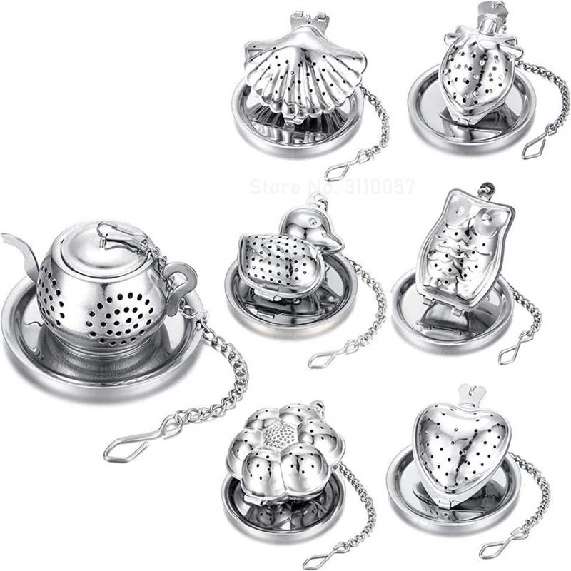 New Stainless Steel  Tea Infuser Teapot/Owl/Duck/Pumpkin Tray Spice Tea Strainer Herbal Filter Teaware Accessories Kitchen Tools
