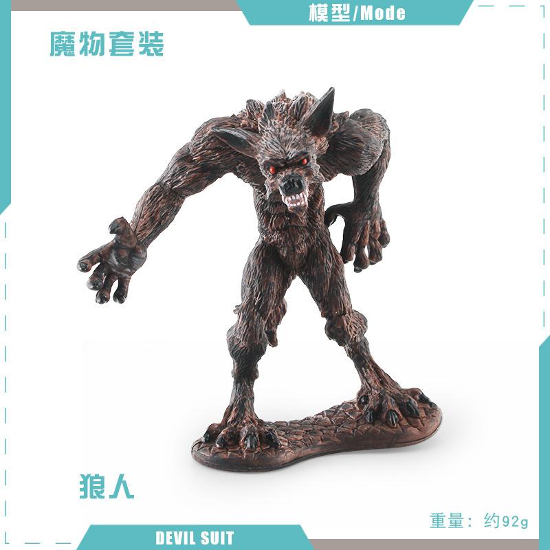 Simulation Mythical Monster Snow Wolf Man Battle Turtle Western Battle Monster Model Desktop Decoration Static Ornament