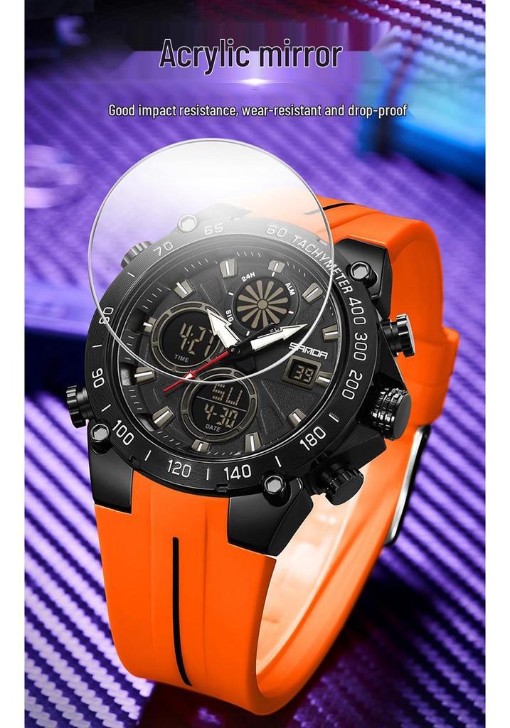 SANDA Men's Fashion Sports Dual Display Electronic Watch – Multifunction Timer, Alarm, Luminous, Waterproof.