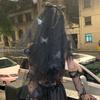 Glowing Lace Veil Butterfly Party Cosplay Ghosted Bride Headwear Accessories Black / White Veil with Butterfly Bows
