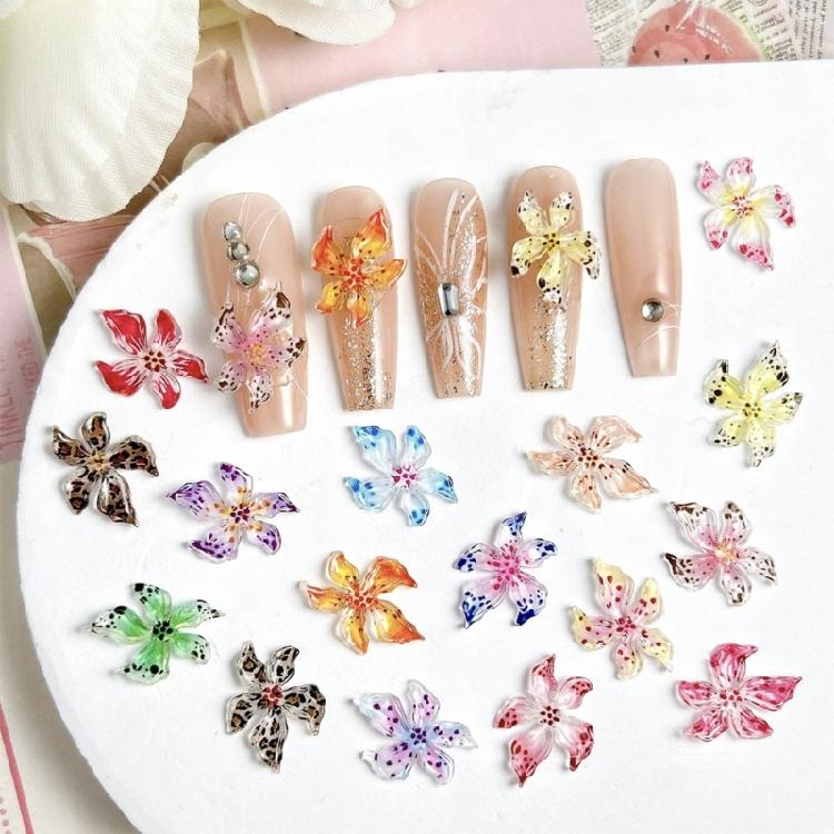 20PCS Hawaii Flower Nail Charms 3D Hibiscus Resin Fashionable Nail Accesories for Women’s Summer Nail Art and Decoration