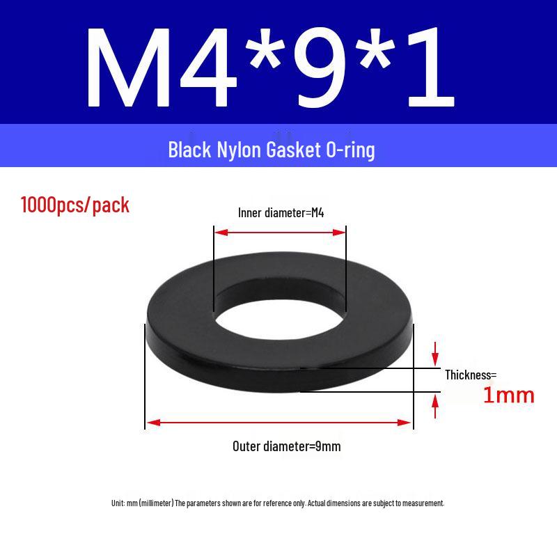 Schwarzer Nylon-Kunststoff Flache Unterlegscheibe Ring M2-M20
