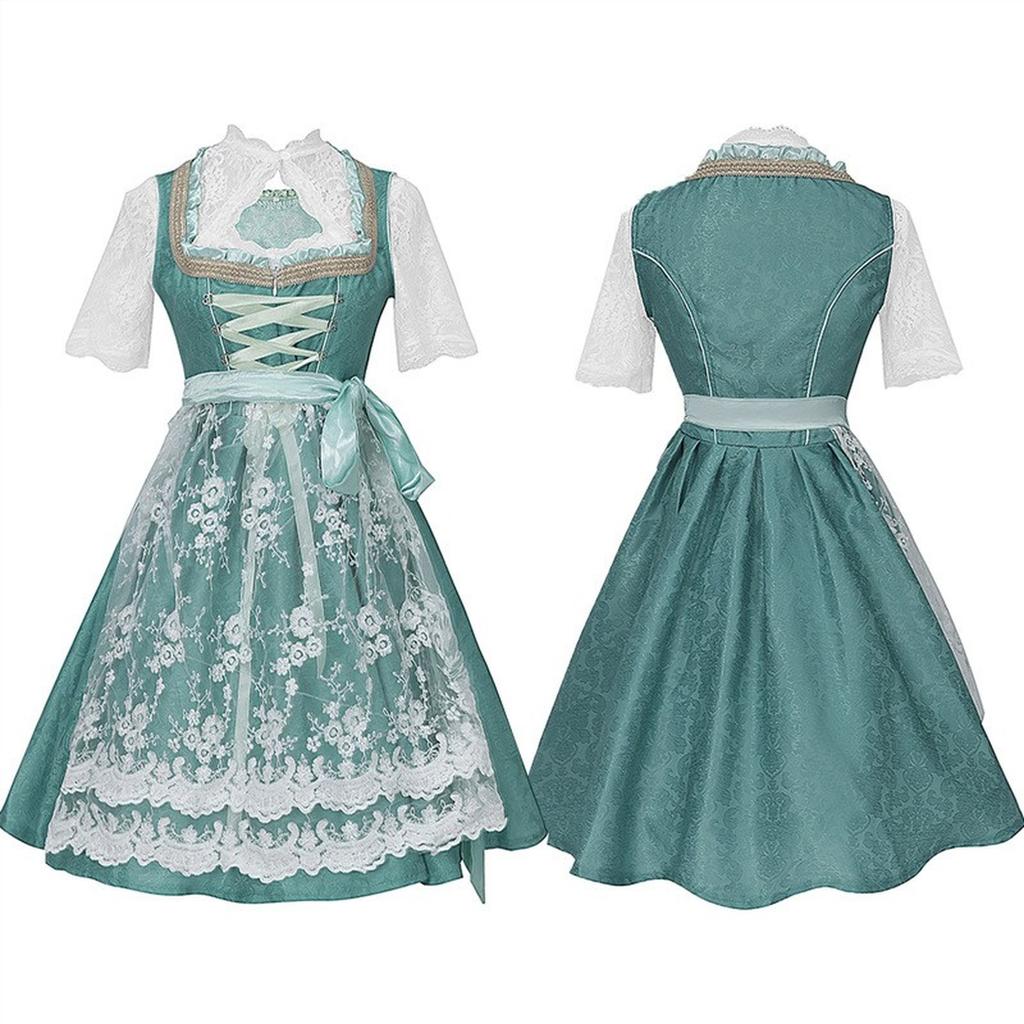 Beer Festival Costume Bavarian Women's Performance Costume Floral Print Square Neck Dress