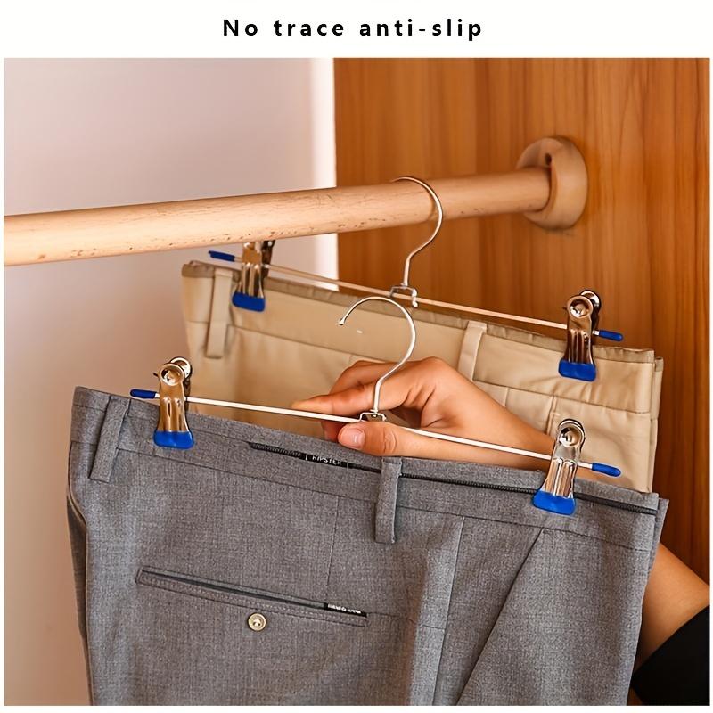 10pcs Multifunctional Trouser Rack Clip Stainless Steel Strong Telescopic Traceless Clothes Hanger