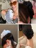 Large White Lace 4-Layer Hair Scrunchies | Elastic Headbands for Thick Hair - Plus Size Ponytail Holders & Women's Hair Accessor