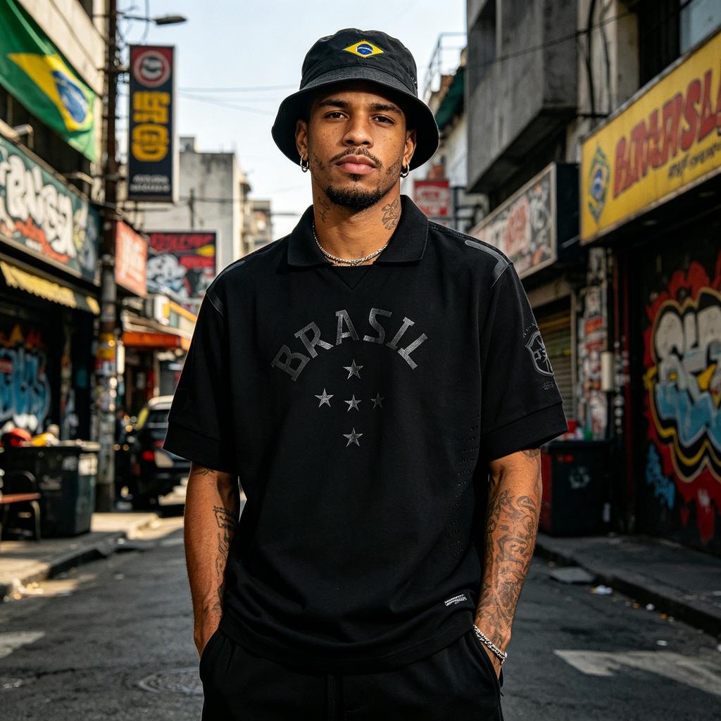 Abbigliamento da allenamento pre-partita nazionale brasiliana maglia a maniche corte da calcio abbigliamento casual da esterno hip-hop abbigliamento da calcio Coppa del Mondo