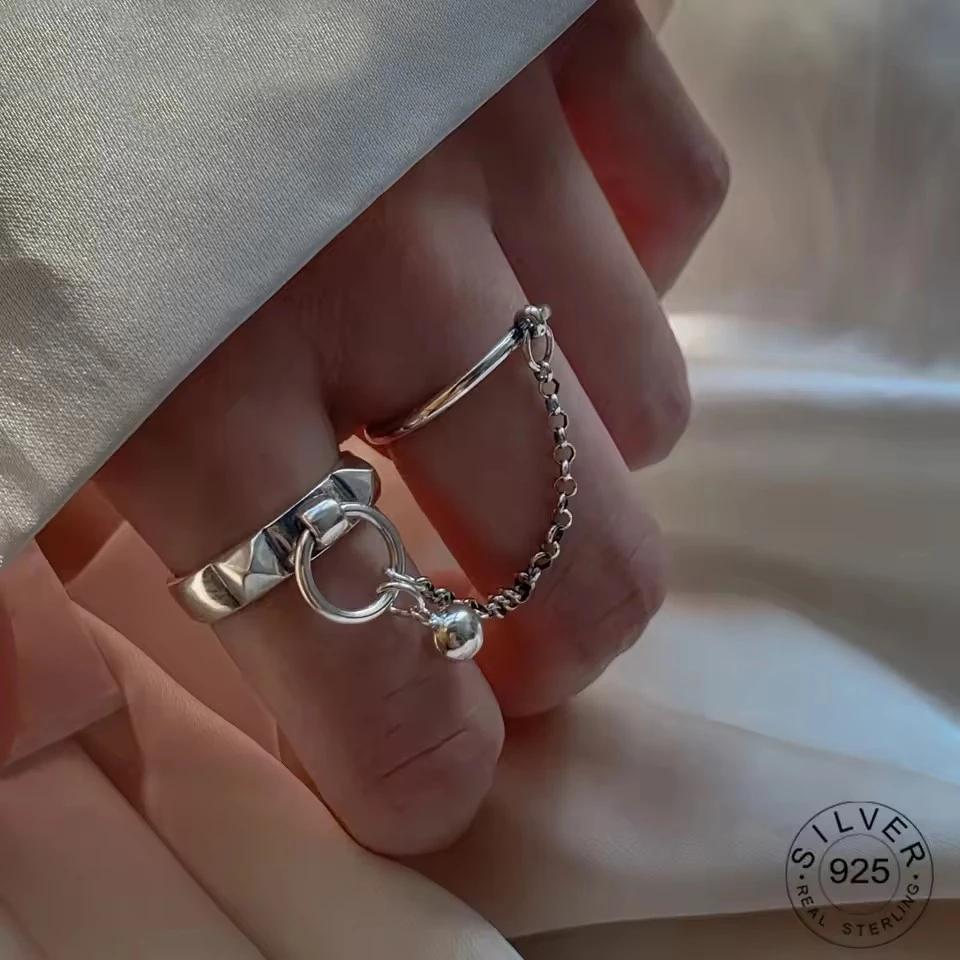 PANJBJ 925 Silver Stars Ring For Women Blue Crystal Opening Sweet Romance Irregular Versatile Jewelry Gift