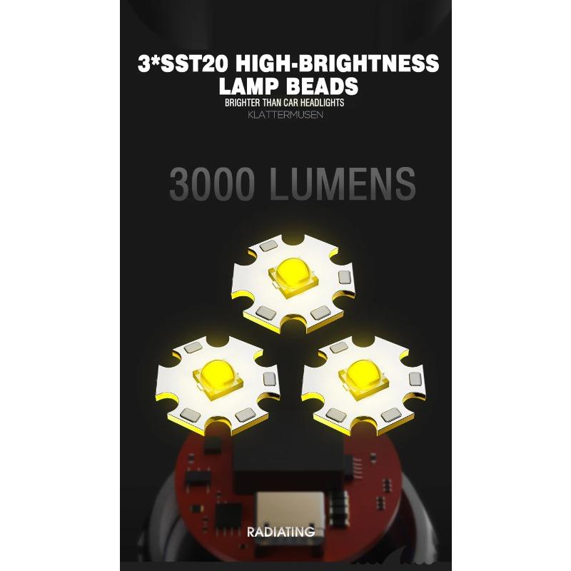 ES03 3*SST20 3000LM Powerful LED Flashlight USB Rechargeable 18350 6Mode Super Bright Torch for Camping Mountaineer