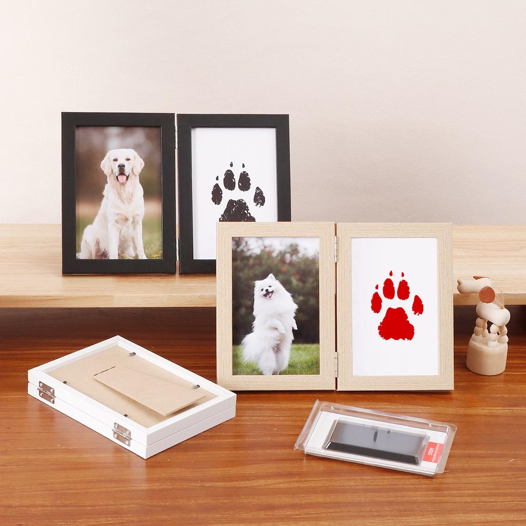 Pet Memorial Gifts for Pet, Dog Paw Print Frame Kit,Inkless Paw Print Kit,zWooden Pawprint Photo Frame,Gifts for Pet Lovers