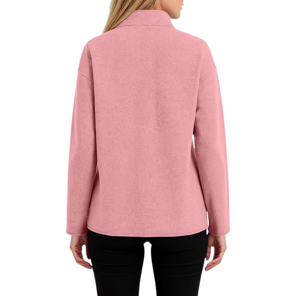 Ladies' Casual Temperament Double Breasted Solid Color V-neck Coat Jacket