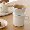 Kamoshika Douguten Ceramic Coffee Dripper and Mug Set for One Person, Banko Ware, Made in Japan (White)