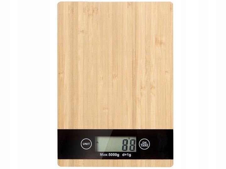 Waga Kuchenna Bambusowa Elektroniczna Lcd Domowa Płaska Dotykowa Do 5Kg