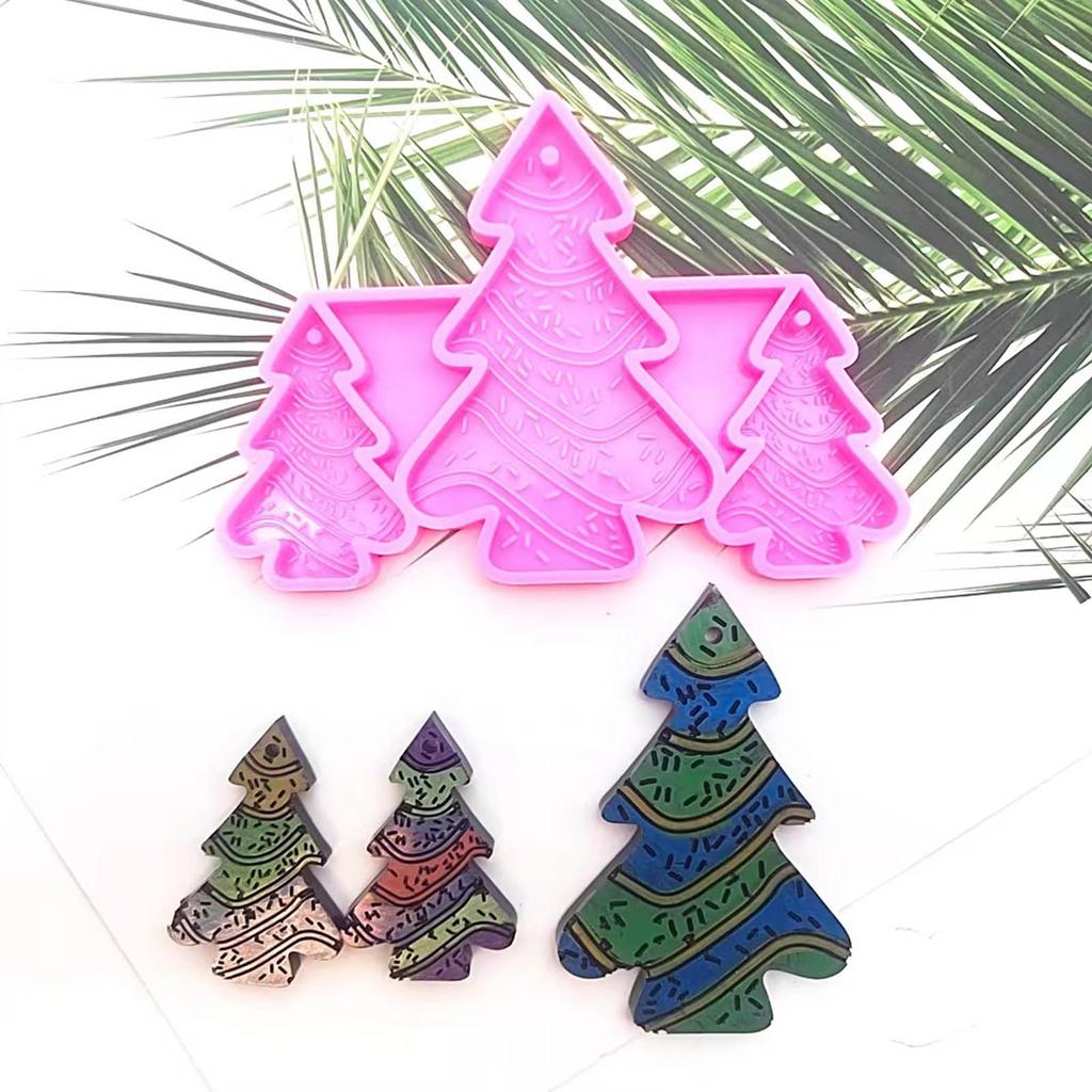 Silicone Earring Mold Epoxy Resin Molds Jewelry Casting Tools Ear Hooks for DIY Christmas Tree Ear Drop Charm Pendant