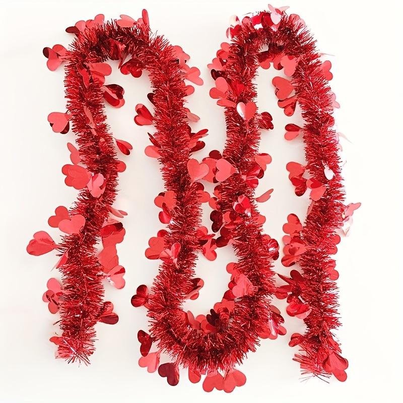1pc Large  Red Heart Garland with Plastic Love Hearts - Valentine's Wedding Arch, Door &Balcony Decoration Suitable for Weddings