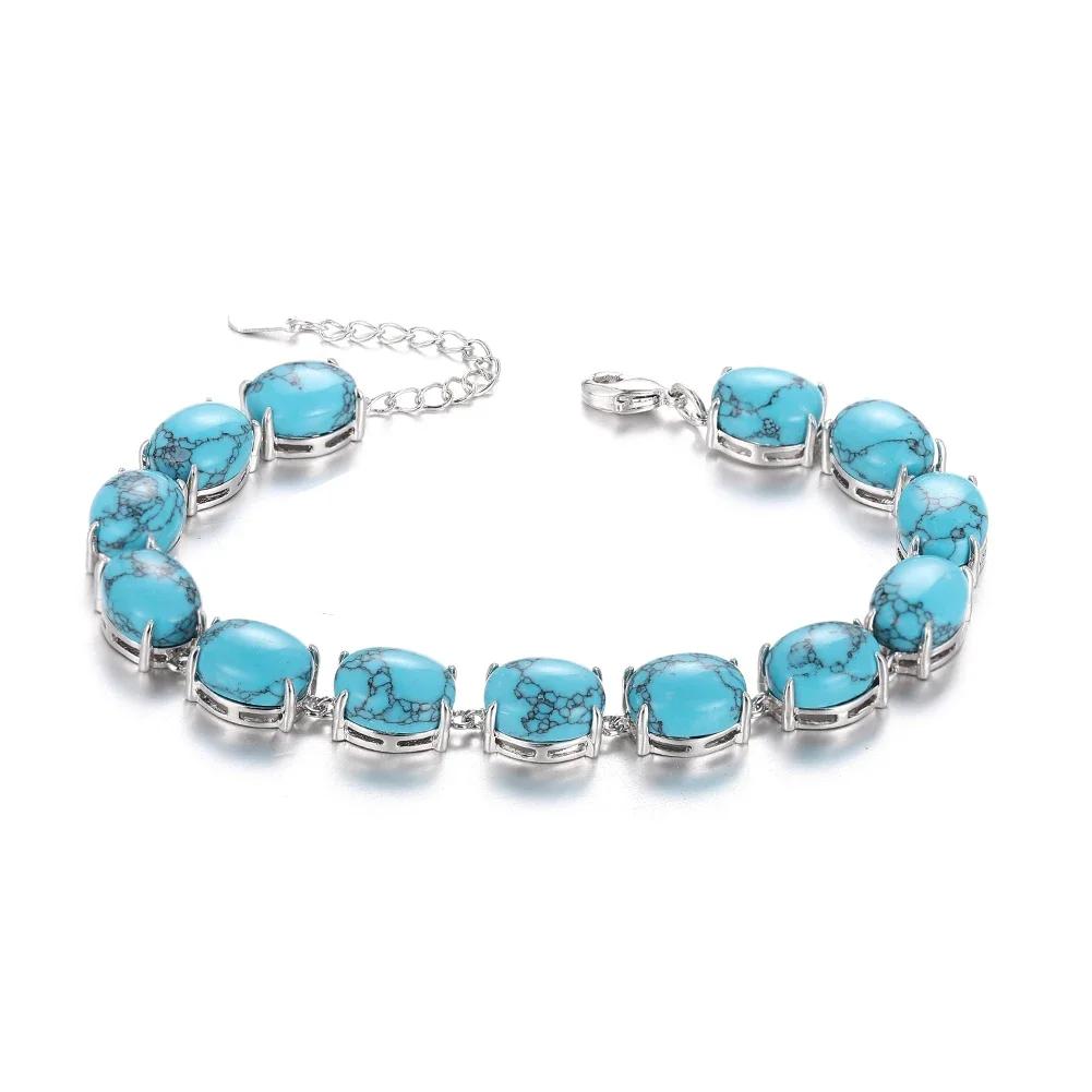 Natural Labradorite Bracelet Silver Bracelet Turquoise Amethyst Gemstone Bangle Party Anniversary Gift Jewelry